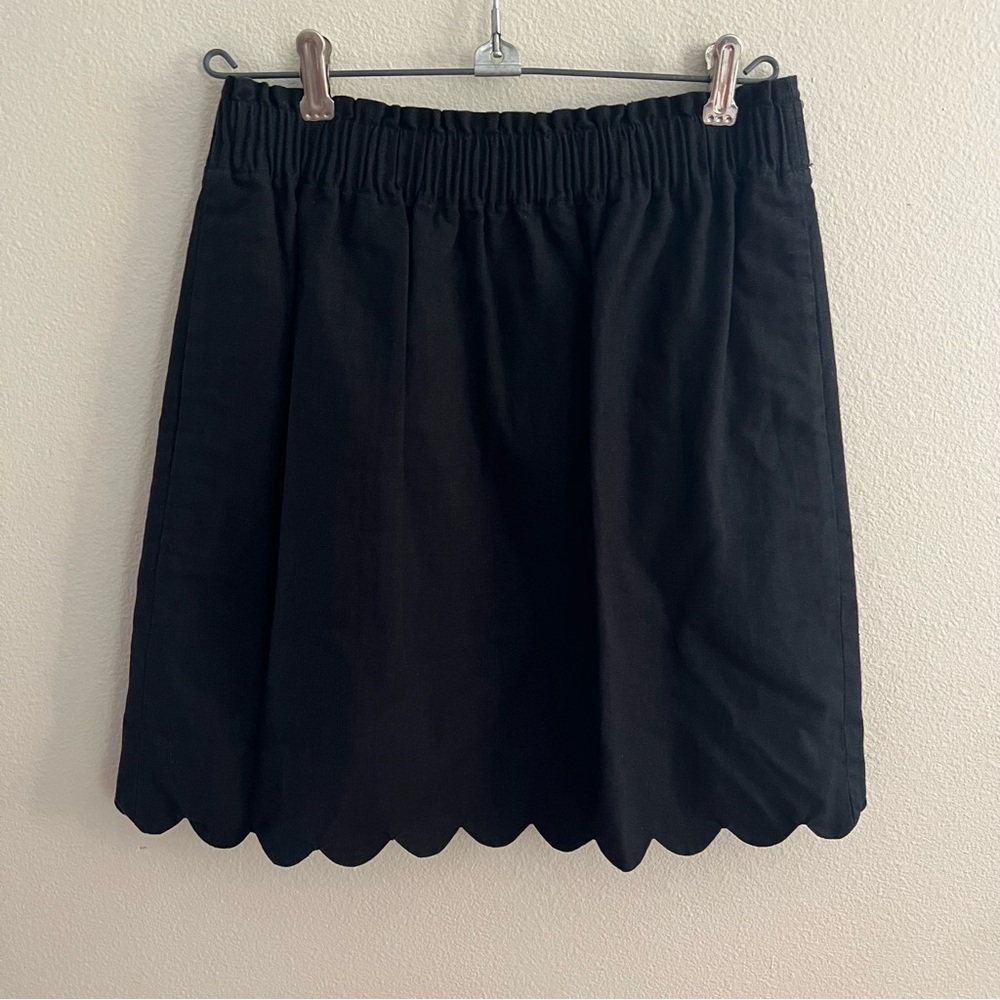 J. Crew Black Scallop-Edge Skirt, Size 2, EUC